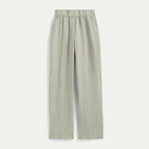 Everlane Women's Linen Easy Pant in Oil Green/White, Size Extra Large